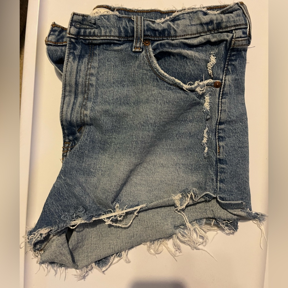 Abercrombie & Fitch Blue High Rise Denim Shorts